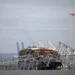 view of the Dali cargo vessel which crashed into the Francis Scott Key Bridge, causing it to collapse in Baltimore, Maryland, United States, on March 26, 2024.