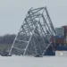 view of the Dali cargo vessel which crashed into the Francis Scott Key Bridge, causing it to collapse in Baltimore, Maryland, United States, on March 26, 2024.
