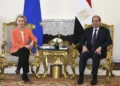 Egyptian President Abdel Fattah el-Sissi, right, and European Commission President Ursula von der Leyen, left
