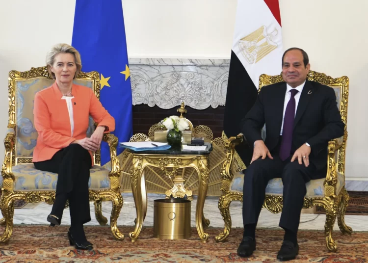 EU's Approach to Irregular Migration, A Flawed Strategy 1 Egyptian President Abdel Fattah el-Sissi, right, and European Commission President Ursula von der Leyen, left