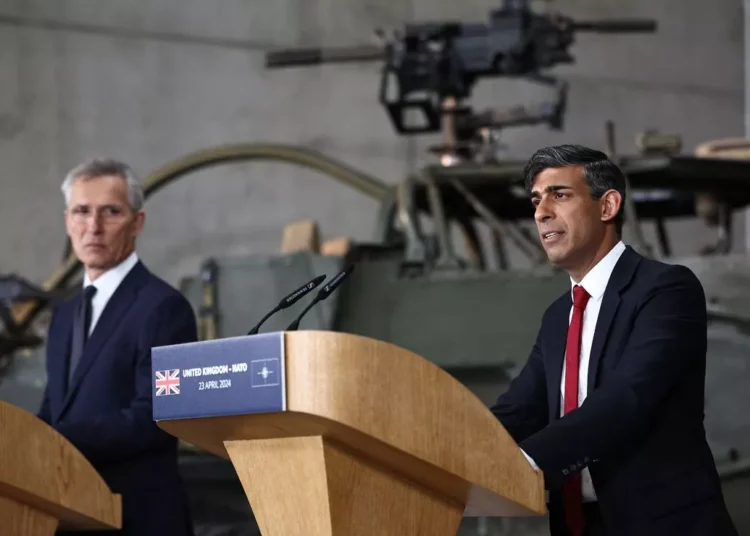 Sunak Vows To Hike UK Defense Spending 1 UK Prime Minister, Sunak speaks during a press conference at a military base in Poland with Jens Stoltenberg, NATO Secretary-General.