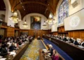 A general view of the court during a hearing at the ICJ in the case that Nicaragua filed against Germany.