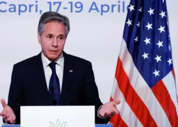 US Secretary of State Antony Blinken holds a news conference at the end of the G7 Foreign Ministers’ Meeting on Capri island, Italy, April 19, 2024.