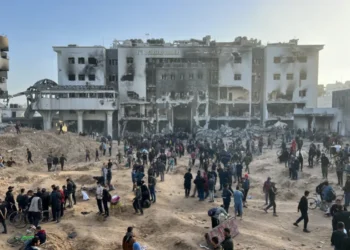 Aftermath of the Israeli raid on al-Shifa Hospital.