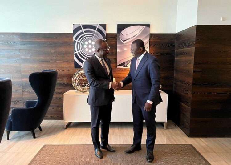 ECOWAS Bank President Meets Finance Minister in Washington 1 Dr. George Agyekum Donkor (left) met with Finance Minister Dr. Mohammed Amin Adam (right)