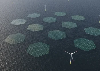 Illustration of an Offshore Wind Farm combined with floating solar, which will be constructed by Anansi off the coasts of Ningo and Anloga