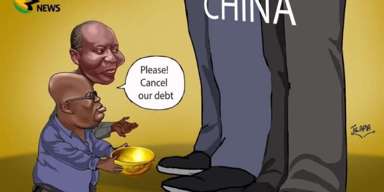 Ghana's China Debt Low, Restructuring Not Easy Target 1 TV3GH on X, Cartoon by Tilapia _gh