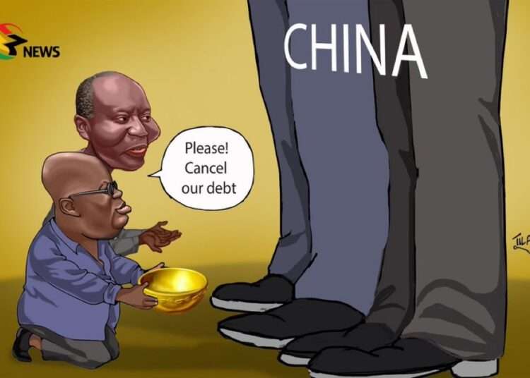 Ghana's China Debt Low, Restructuring Not Easy Target 1 TV3GH on X, Cartoon by Tilapia _gh