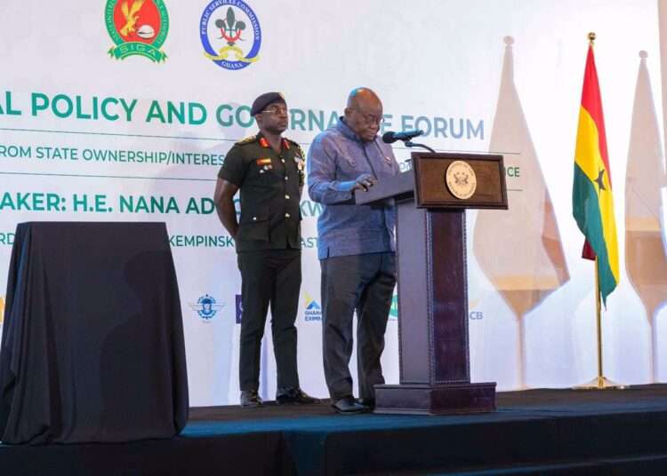 Akufo-Addo Charges SIGA to Achieve 2023 SOR Target 1 President Akufo-Addo addressing attendees of the 2024 Annual Policy and Governance Forum