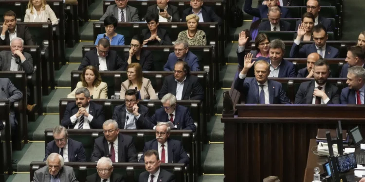 Members of Poland's parliament vote to liberalize Poland's strict abortion law on Friday, April 12, 2024.