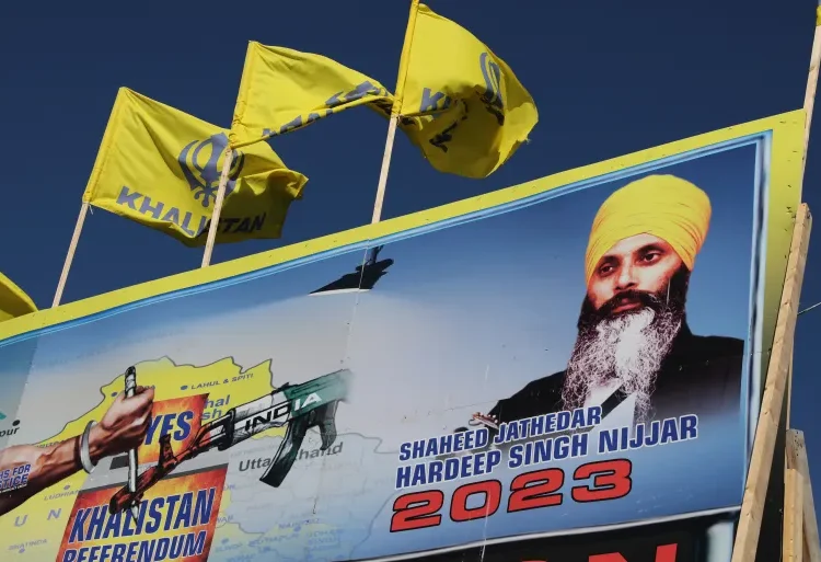 Arrests Made Over Hardeep Singh Nijjar’s Assasination 1 A mural features the image of late Canadian Sikh leader Hardeep Singh Nijjar, who was killed on the grounds of the Guru Nanak Sikh Gurdwara temple in British Columbia in June 2023.