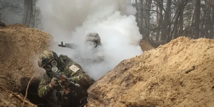 Russia Accused Of Using Chloropicrin In War 1 Ukrainian servicemen take part in radiation, chemical and biological hazard drills.