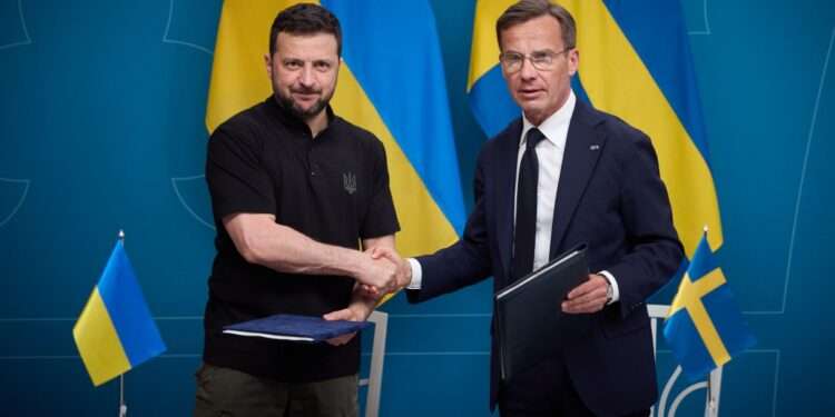 Zelenskyy Signs Agreement With Three Nordic Countries 1 President of Ukraine, Volodymyr Zelenskyy and Prime Minister of Sweden, Ulf Kristersson.