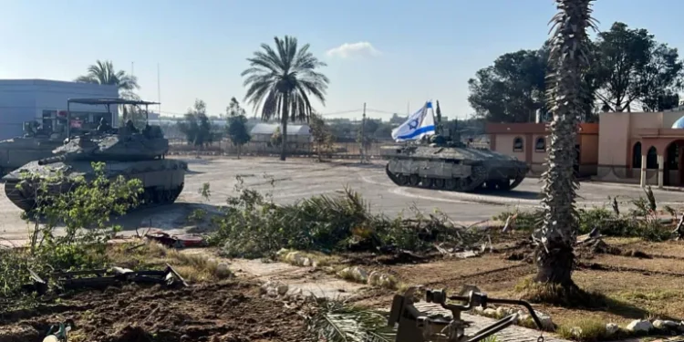 IDF Takes Over Rafah Crossing 1 Israeli tanks enter the Palestinian side of the Rafah border crossing between Gaza and Egypt in the southern Gaza Strip on May 7, 2024.