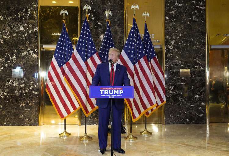 Former President, Donald Trump speaks during a news conference at Trump Tower, Friday, May 31, 2024, in New York.
