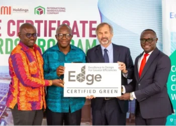 From right to left: Mr. Emmanuel Apotae Manu, MD for International Warehousing Company; Mr. Kyle Kelhofer, Senior Country Manager for IFC; Mr. Kojo Aduhene, CEO for LMI Holdings; and Mr. Dennis Quansah, Program lead