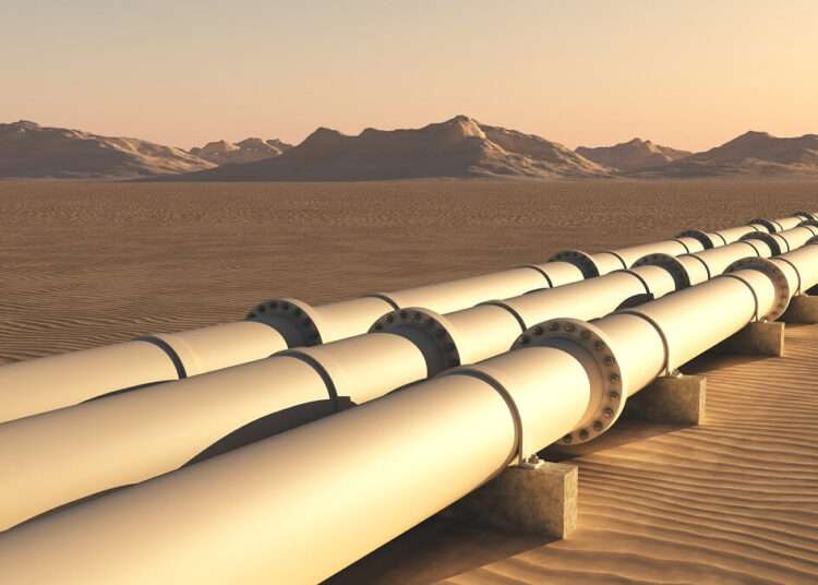 Oil and gas pipelines running through the desert resized