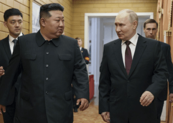 North Korean leader Kim Jong-un (left)and Russian President, Vladimir Putin as North Korea Confirms Deployment Of Troops To Russia