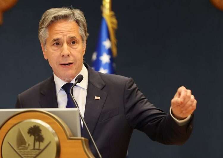 Blinken Touts Ceasefire As Most Effective Way To End Gaza’s Suffering 1 US Secretary of State, Antony Blinken speaks at a joint press conference with the Qatari Prime Minister Sheikh Mohammed Bin Abdulrahman al-Thani in Doha, Qatar.