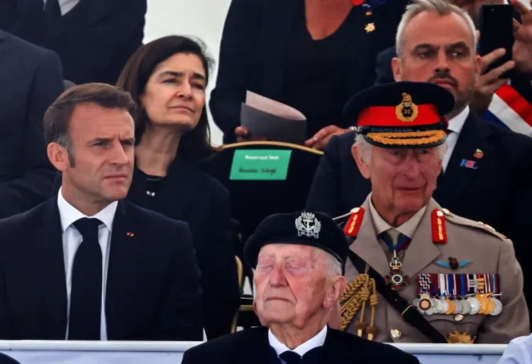 World Marks 80th Anniversary Of D-Day 1 Britain's King Charles, right, and French President Emmanuel Macron attend a ceremony in Normandy.
