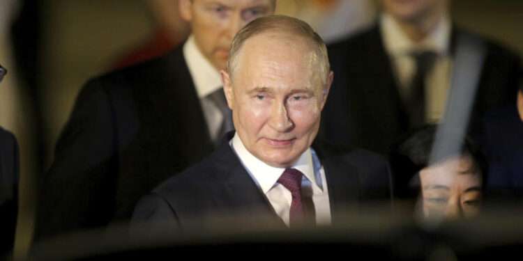 Russian President Vladimir Putin arrives at the Noi Bai International Airport in Hanoi, Vietnam, Thursday, June. 20, 2024.