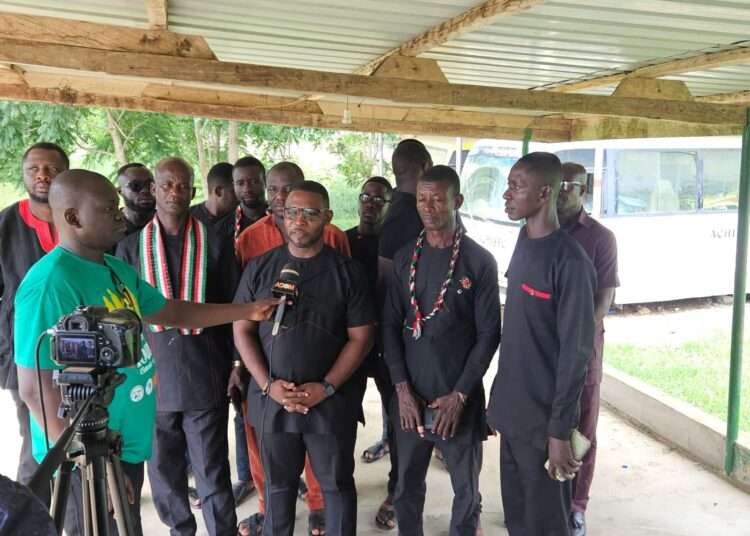 NDC Achiase PC Supports Achiase Senior High School with Medical Supplies 1 Samuel Owusu Brako, National Democratic Congress (NDC) Parliamentary Candidate for Achiase Constituency speaking with the media after the donation exercise