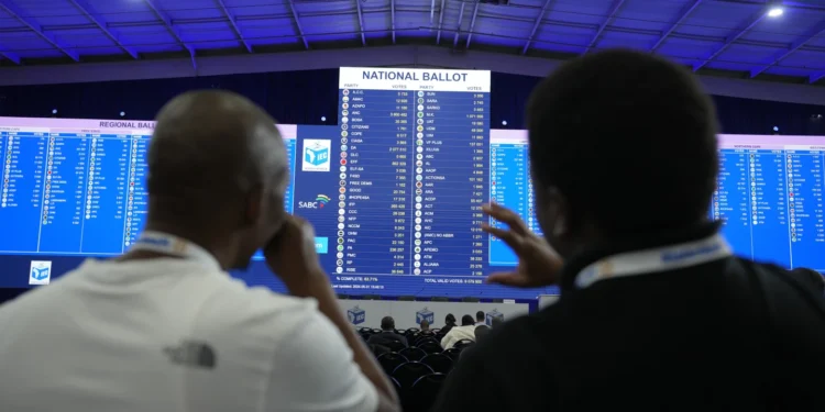 Election results display at the Results Operation Center in Midrand, Johannesburg.