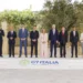 (From left-right) Charles Michel, Olaf Scholz, Justin Trudeau, Emmanuel Macron, Giorgia Meloni, Joe Biden, Fumio Kishida, Rishi Sunak and Ursula von der Leyen.