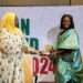 Ms. Jesisca Twumasi receiving the Prestigious Visionary African Female Icon Award at the Visionary African Women Summit held at the Kigali Serena Hotel in Rwanda on  June 14th, 2024