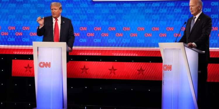 Biden’s Inadvertent Trump Campaign Boost To Cost Him Swing Voters 1 President Joe Biden and Donald Trump at the presidential debate.