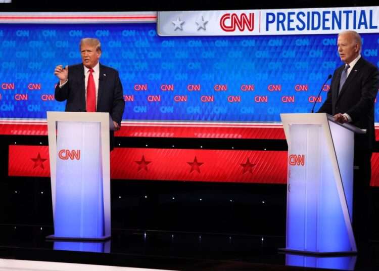 Biden And Trump Engage In Fiery Debate 1 President Joe Biden and Donald Trump at the presidential debate.