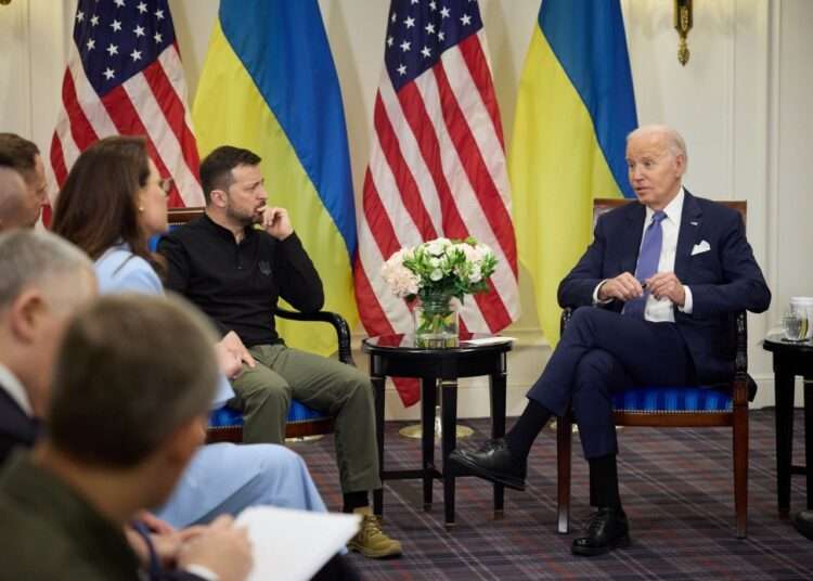 Biden Announces $225m Aid Package For Ukraine 1 Ukrainian President, Volodymyr Zelenskyy and Joe Biden, the U.S President.