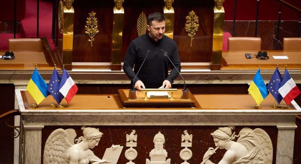 Ukrainian President, Volodymyr Zelenskyy addresses French National Assembly.