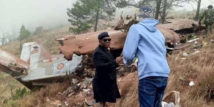 Wreckage of the plane the Vice President was traveling in.