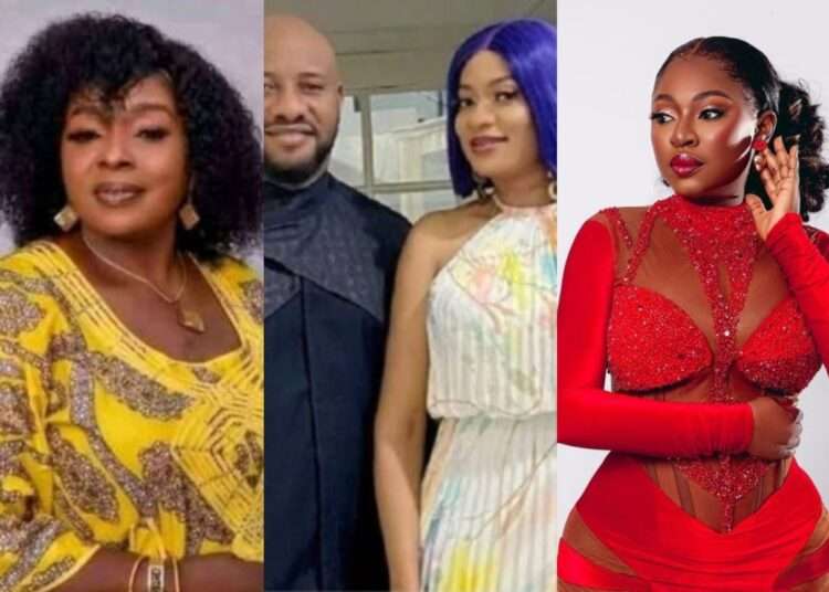 Rita Edochie Lambasts Yvonne Jegede for Defending Yul Edochie 1 Rita Edochie, Yul Edochie and his estranged wife, May Edochie and Yvonne Jegede