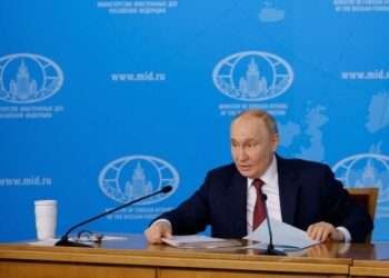 Russia's President Vladimir Putin attends a meeting with the leadership of the Russian foreign ministry in Moscow, Russia June 14, 2024.