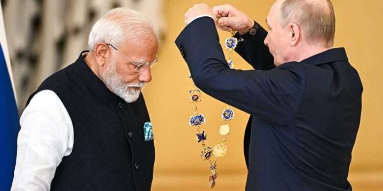 Indian Prime Minister, Narendra Modi and Russian President Vladimir Putin.