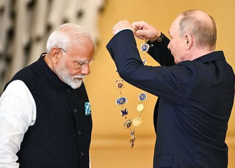 Putin Bestows Highest State Award Upon Modi 1 Indian Prime Minister, Narendra Modi and Russian President Vladimir Putin.
