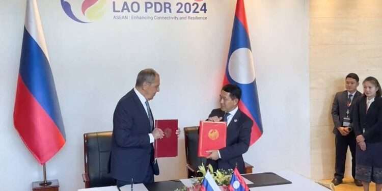 Russia Inks Agreement With Laos 1 Russian Foreign Minister, Sergey Lavrov and Laos' Deputy Prime Minister and Minister of Foreign Affairs Saleumxay Kommasith.