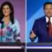 Former UN Ambassador Nikki Haley, left, and Florida Gov. Ron DeSantis on the second day of the Republican National Convention on July 16, 2024.