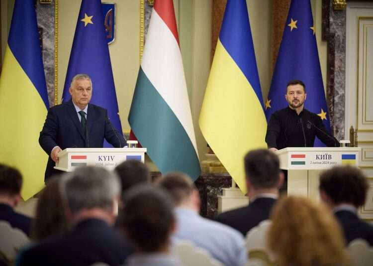 Zelenskyy Urged To Consider Ceasefire 1 President of Ukraine, Volodymyr Zelenskyy and Prime Minister of Hungary, Viktor Orbán at a press conference in Kyiv.