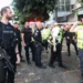 Israeli police at the scene of a drone attack in Tel Aviv on Friday morning.