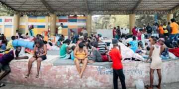 A makeshift site for internally displaced people in Léogâne, Haiti