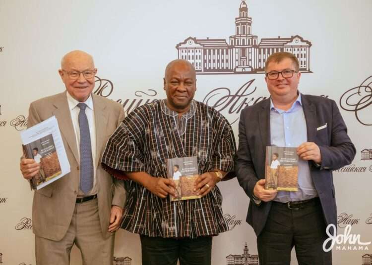 Former President John Dramani Mahama at the launch of  the Russian language translation of his memoir, ‘My First Coup D’etat and Other Stories from the Lost Decades of Africa’ at the Russian Academy of Sciences in Moscow.