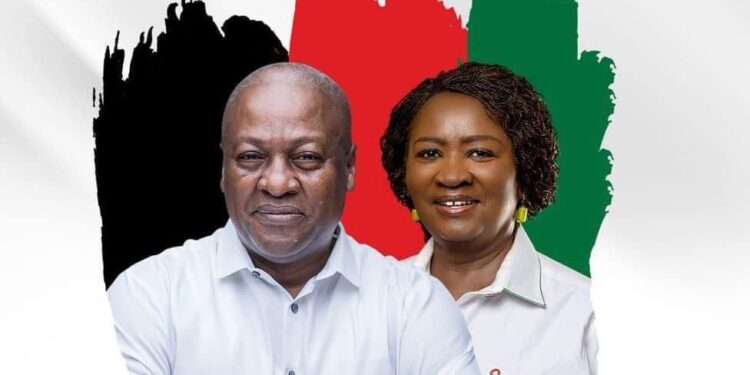 Former President John Dramani Mahama, NDC Flagbearer and Prof. Jane Naana Opoku-Agyemang, NDC Running Mate