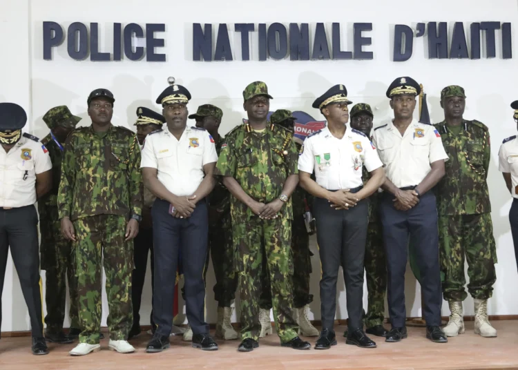 Haitian and Kenyan police after the press conference
