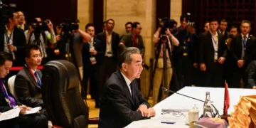 China’s Foreign Minister, Wang Yi speaks at the Association of Southeast Asian Nations summit in Vientiane, on July 26, 2024.