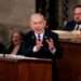 Israeli Prime Minister Benjamin Netanyahu addresses a joint meeting of Congress in Washington, DC, on July 24, 2024.