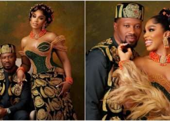 Sharon Ooja and her newlywed husband, Ugo Nwoke