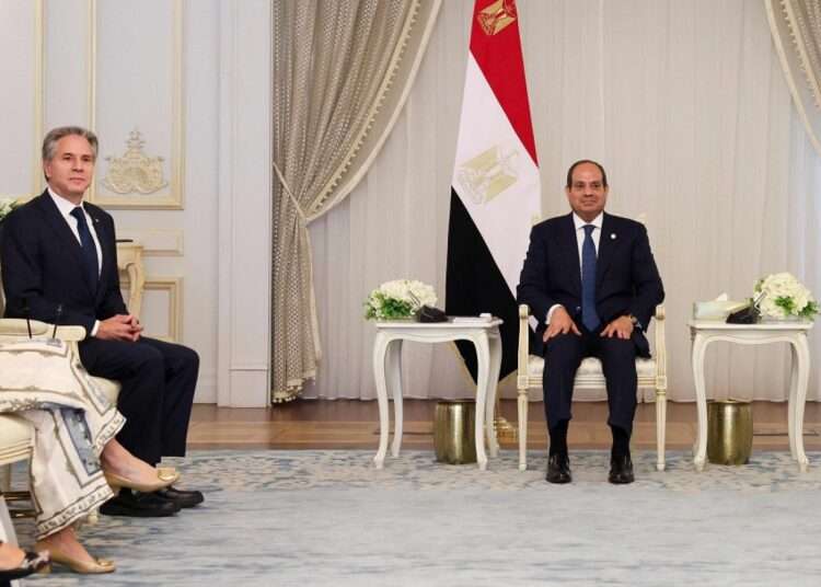 US Secretary of State,  Antony Blinken (L) meets with Egyptian President Abdel Fattah al-Sisi in El-Alamein on August 20, 2024.